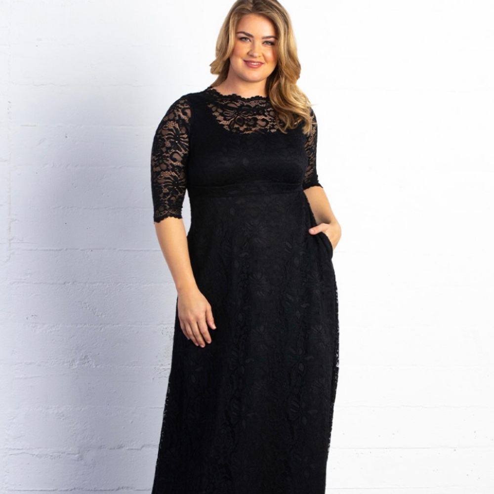 Kiyonna Leona Black Lace Floor length gown size 3x